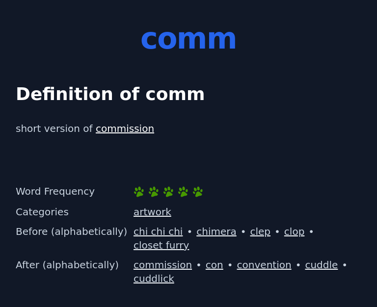Definition of comm
 short version of commission