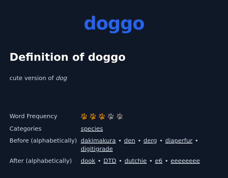 Definition of doggo
 cute version of dog