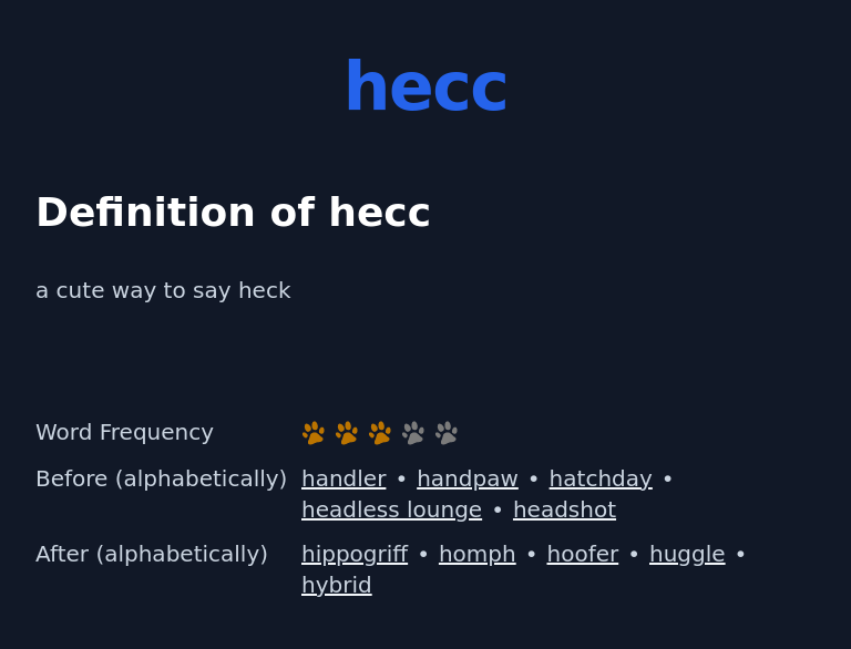 Definition of hecc
 a cute way to say heck