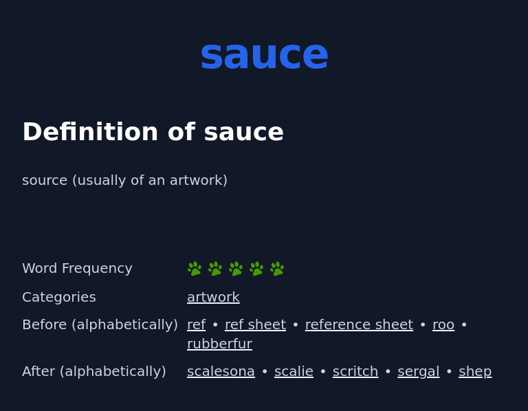 Definition of sauce
 source (usually of an artwork)