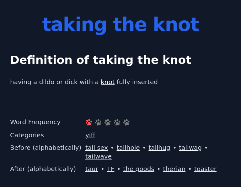 Definition of taking the knot
 having a dildo or dick with a knot fully inserted